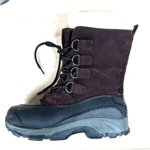 Mens Lands End Insulated Leather Duck Brown Boots ‎ Size 8 D  394765 Winter